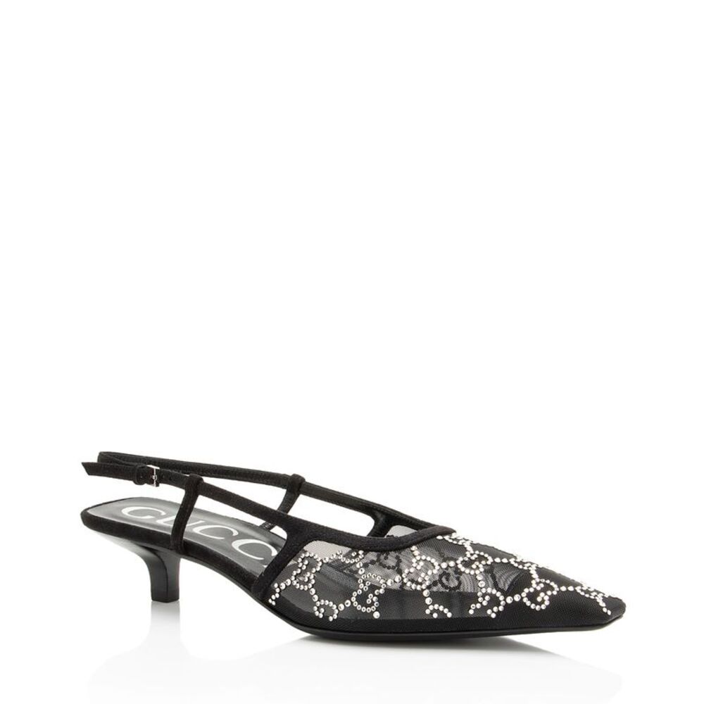 Gucci Mesh Crystal GG Slingback Pumps - Size 8.5 / 38.5